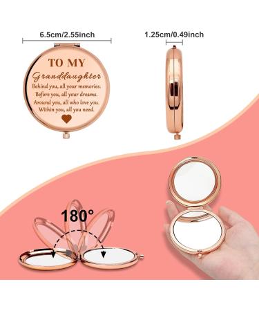 2 Pack Granddaughter Compact Mirror Set - Inspirational Gifts from Grandma & Grandpa for Teen Girls - Encouragement Gift for Birthday & Graduation - Buy Online on GoSupps.com