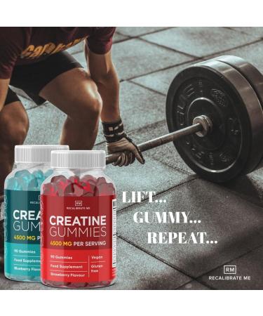 RM Creatine Gummies 4500mg - 90 Chewable Pre Workout Gummies (Strawberry Flavour) - Vegan & Gluten Free Gym Supplement - Buy Online on GoSupps.com