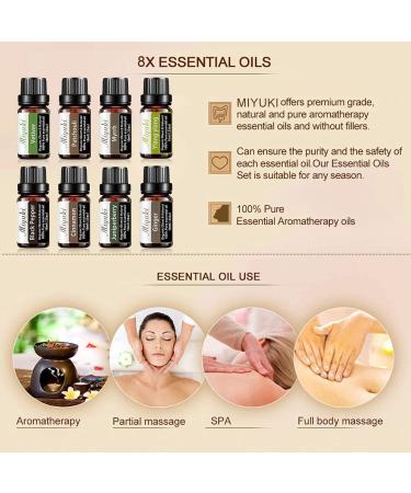 Organic Essential Oil Set - Vetiver, Patchouli, Myrrh, Ylang Ylang, Black Pepper, Cinnamon, Ginger, Juniper Berry - 80ml for Diffuser and Humidifier - Buy Online on GoSupps.com