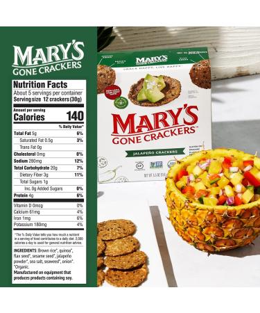 Mary's Gone Crackers Organic Jalapeno Brown Rice & Flax Seed Crackers - 33oz (Pack of 6) - Buy Online on GoSupps.com