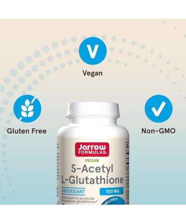 Jarrow Formulas S-Acetyl L-Glutathione 100 mg Tablets | 60 Count Dietary Supplement for Antioxidant Support & Detoxification | Non-GMO & Gluten Free - Buy Online on GoSupps.com