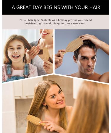BFWood Bamboo Paddle Hairbrush with Bamboo Bristles - Scalp Massaging Pin Bristle - Buy Online on GoSupps.com
