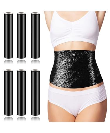 60 Meters Black Osmotic Plastic Body Wrap, Workout and Sweat Enhancer Stomach Reduces Cellulite Wrap Body Wrap Film Body Effect Applicator Cellulite Power Wrap, 6 Rolls
