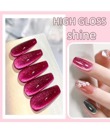 Jelly Cat Eye Gel Nail Polish Rose Red Glitter Crystal Gel Polish Shiny Magnetic Nail Polish Soak Off UV/LED Sparkle Red Wine Holographic Cat Eye Gel Polish for Nail Art Salon DIY at Home - Buy Online on GoSupps.com