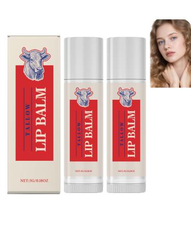 homomdy Beef tallow lip balm moisturizing and soothing balm for dry and chapped lips moisturizing balm that repairs and protects long-lasting care for soft and smooth lips (2 pcs)