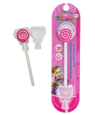 Kids Tongue Scraper or Cleaner Set  BPA-Free Plastic Dental Scrapers Helps Freshen Bad Breath, Remove Gunk  Multicolored with Easy-to-Grasp Handles and Brush Covers by 55Dental, Ages 2+ (Pink)