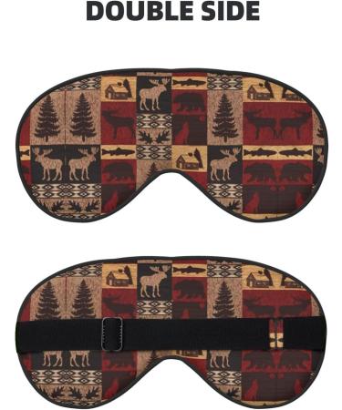 Lodge Bear Deer Fish Print Unisex Eye Mask | Soft Comfort Sleep Shade for Travel Yoga & Shift Work - Buy Online on GoSupps.com