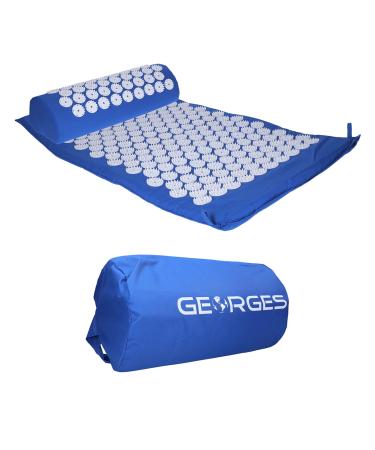 Acupressure mat massage and relaxation relieves the back/neck and headache facirmatt promotes circulation and solves tension set with nail mat and carrying bag for men and women with pillows blue