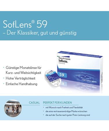Bausch + Lomb Soflens 59 Monthly Spherical Contact Lenses - 6 Pack | BC 8.6 mm Dia 14.2 mm -1.0 DI | International Shipping Available - Buy Online on GoSupps.com