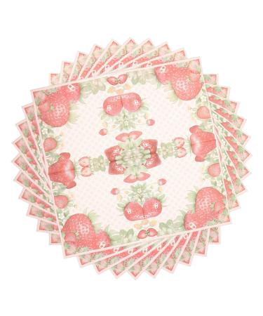 Ipetboom Strawberry Napkins: 20 Sheets Disposable Summer Fruit Napkin Strawberries Theme Birthday Party Decoration Berry First Birthday Party Supplies for Boys Girls Baby Shower Wedding