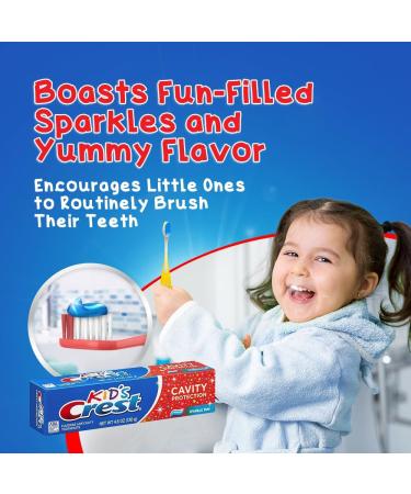 Fluoride Kids Toothpaste 4.6 oz - Cavity Protection Sparkle Fun Flavor & Doomi Smiley Suction Toothbrush - Buy in Bulk Online - Buy Online on GoSupps.com