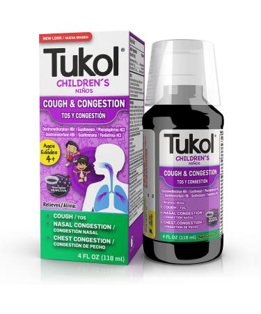 TUKOL Children's Cough & Cold Medicine - Fast Acting Nasal Decongestant Cough Suppressant & Chest Relief Syrup (Pack of 2) - Non-Drowsy 4 Fl Oz - Buy Online on GoSupps.com