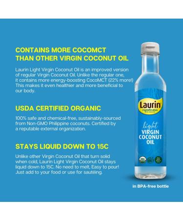 Laurin Light Virgin Coconut Oil 500ml | High Coco MCT | Stays Liquid at 15C | All-Purpose & Easy Pour - Buy Online on GoSupps.com