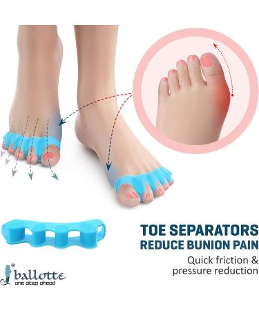 Universal Size 3 Pairs Toe Separators - Toe Spacers for Overlapping Toes, Bunions, and Tightness Relief - Blue - Buy Online on GoSupps.com