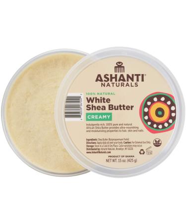 Ashanti Naturals Shea Butter, Creamy Unrefined Shea Butter Body Moisturizers, Face Moisturizer for Women - African Shea Butter for Hair Moisturizer for Dry Skin, Body Skin Care Products (White Creamy Shea Butter (15 Ounce)…