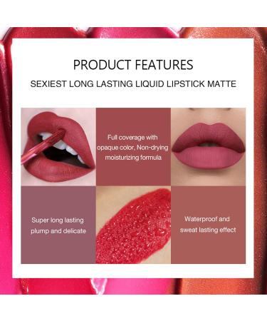 Mimore Matte Liquid Lipstick 6pcs/set - Long Lasting Waterproof Lip Gloss Kit in Black | Cosmetics Gift Set - Buy Online on GoSupps.com