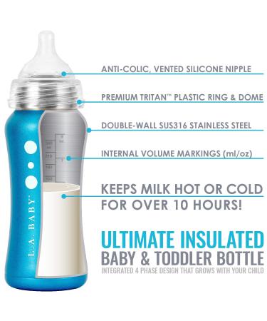 9oz Insulated Stainless Steel Baby Bottle | Non-Toxic Food-Grade | Leak-Free Design - Blue Sapphire Blue - Buy Online on GoSupps.com