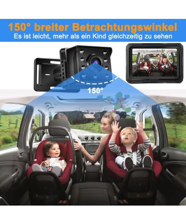 Toutbia 4.3 HD Baby Car Rear Seat Mirror Monitor - 1080p Night Vision 150 Wide-Angle Safe Rearview Camera for Infants - Buy Online on GoSupps.com