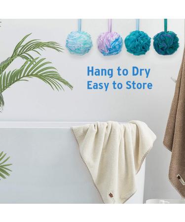 DadyMart Bath Loofah Sponge Set - Exfoliating Shower Ball for Women and Men - 4 Pack 75g Mesh Pouf Body Scrubber - Buy Online on GoSupps.com