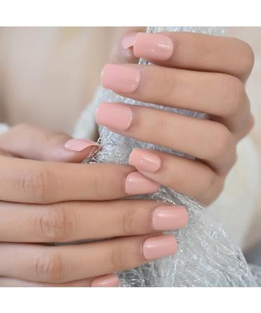 Buy Cornus Pink Trendy Pure Color Press-On Nails - Shiny Short Squoval 24pcs Set for DIY Art - Perfect for Women & Girls - International Shipping Available! - Buy Online on GoSupps.com