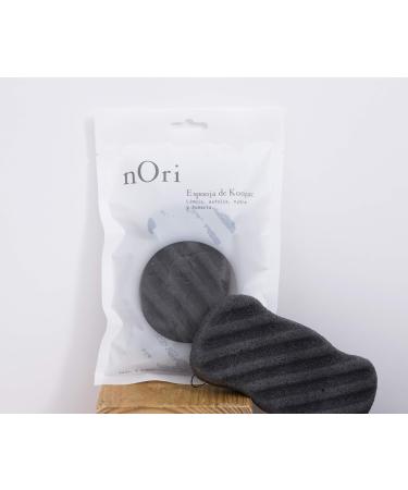 NORI KONJAC Sponge Body Bamboo Charcoal/Natural Fiber/for All Skin Types/Cleanse and exfoliates The Skin/Daily use/Skin Care rutine