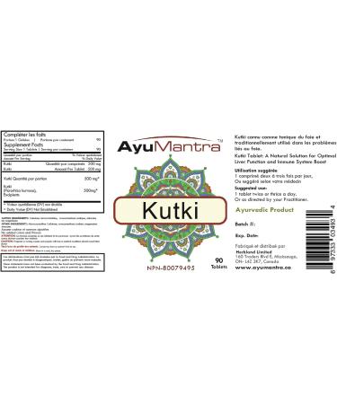 AyuMantra Organic Kutki Tablet (Picrorhiza kurrooa) - Promote Liver Health and Immunity Support-90 Tablets 1000mg - Buy Online on GoSupps.com