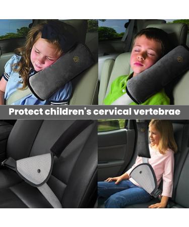 Zeyou Children Seat Belt Pads Set | 2 pcs Removable Car Seat Belt Shoulder Pads & Pillows | Gray Safety Cushions for Kids in Car & Stroller - Buy Online on GoSupps.com