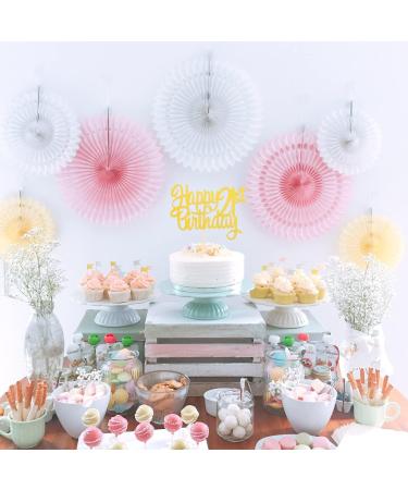 Happy 21st Birthday Cake Topper-Gold Glitter Cake Decoration Supplies Gold Cake Topper for Cheers to 21 Birthday Happy Birthday Cake Decoration Supplied (Gold) - Buy Online on GoSupps.com