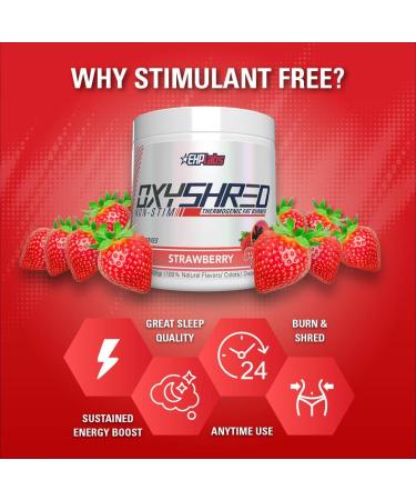 EHP Labs OxyShred Non Stimulant Thermogenic Pre Workout Powder - Stim Free Pre Workout Caffeine Free Preworkout for Men & Women - Non Stim Preworkout - Sugar Free Energy Powder - Strawberry Sunrise 60 Servings - Buy Online on GoSupps.com