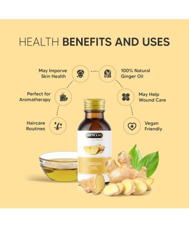 Hemani Ginger Oil 30ml - Pure & Natural Premium Quality Aromatic Therapeutic Grade for Aromatherapy Massage & Skincare Daily Use Refreshing - Buy Online on GoSupps.com