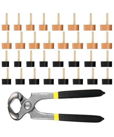 Yaocom 32 Pairs High Heel Replacement Tips Women Shoes Heel Repair Kit Dowels Shoe Heel Repair Pins Non Slip Heel Caps with Stiletto Remove Pliers for Women  8-12.5 mm (Black and Beige)