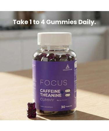Caffeine and L-Theanine Gummies Berry Flavor Smooth Energy and Calm Focus with 50mg Caffeine and 100mg L-Theanine per Gummy Clean Crash-Free Energy Gummies for Work Study & Daily Productivity 30 Count - Buy Online on GoSupps.com