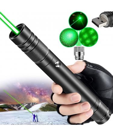 Green Laser Pointer High Power Long Range Strong Green Laser Light Pointer USB Rechargeable Lazer Pen for Presentations Teaching Astronomy Hunting