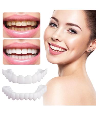 WTTFC 2 pairs of artificial teeth veneers fake teeth at the top and bottom teeth for plug in immediate veneers of course denture teeth brightening dentures