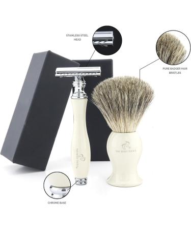 Premium Body Tools Shaving Set - Pure Badger Hair & Double Safety Razor for Men | International Shipping Available - Buy Online on GoSupps.com