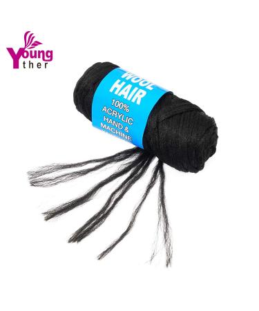 100% Brazilian Wool Hair Acrylic Yarn for African Braids/Senegalese Twist/Faux Locs/Wraps - Natural Black (4pcs) with Crochet Hook - Buy Online on GoSupps.com