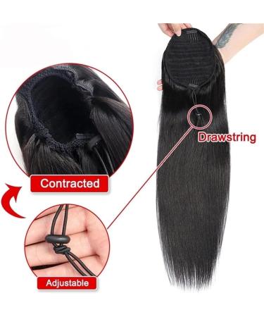 Ponytail Extensions 8-32" Human Hair Ponytail Extension Long Straight Drawstring Ponytail Natural Black Brazilian Hair Pony Tails Clip in Straight Hair Pieces for Women for Women (Size : 105g Colo 105g 16inches - Buy Online on GoSupps.com