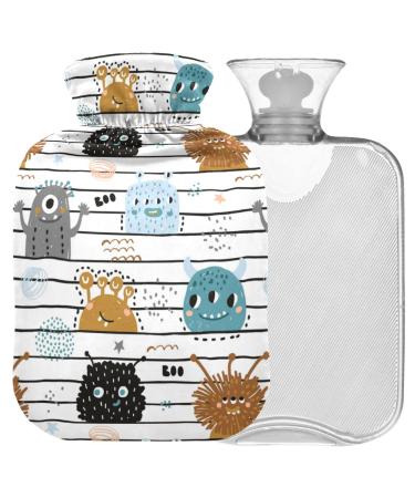 Naanle stripes monster hot water bottle with cover transparent bag hot water bottle 1l heat bottle for bed handfoot heat pain relief heat and cold therapy