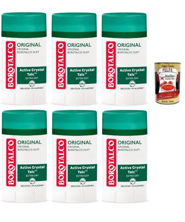 Italian Gourmet E.R. Borotalco Original Deodorant Stick 48 Hour Effectiveness Formula with Active Crystal Talc for Triple Protection Against Sweat Deodorant 0% Alcohol 6 x 40 ml + Italian Gourmet Polpa 400 g