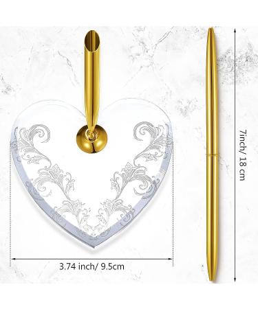 2 Sets Acrylic Heart Pen Holder With Ink Pens Signing Pen Set Guest Book Accessories For Wedding Bridal Engagement Favors Opening Ceremony Graduation Parties Office Transparent Pen Display Stand - Buy Online on GoSupps.com