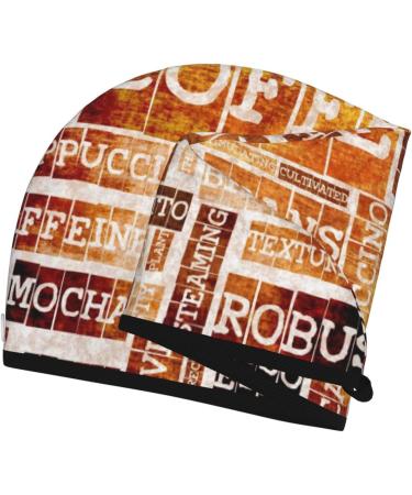 Hand Drawn Vintage Coffee Microfiber Hair Towel | Soft Super Absorbent Hair Wrap for Women | Quick Dry Coral Velvet Cap for Long Curly & Thick Hair - Buy Online on GoSupps.com