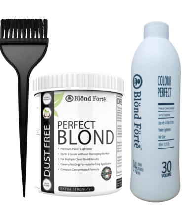 1.1 Pound Tub Premium White Toner Dye Hair Bleach Powder Lightener + 13.5 OZ 9% 30 Vol Developer +More (White Lightening Powder) 30 volume
