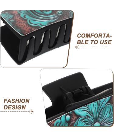 TOVINANNA Western Hair Claw Clips Leather Turquoise Pattern Hair Clips Square Jaw Clips Ponytail Holders Women Girls Hair Accessories - Buy Online on GoSupps.com