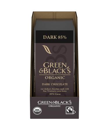 Green & Black's Organic Dark Chocolate Bar, 85% Cacao, 10 - 3.17 oz Bars 85% Cacao Dark Chocolate 3.17 Ounce (Pack of 10)