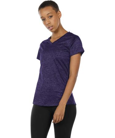 Icyzone Women's Sports Fitness T-Shirt 3-Pack - Short Sleeve V-Neck Running & Yoga Tops in Royal Blue Purple Charcoal - International Shipping Available - Buy Online on GoSupps.com