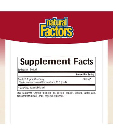 Natural Factors CranRich Cranberry Concentrate 500mg - 90 Softgels | Super Strength Formula - Buy Online on GoSupps.com