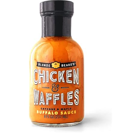 Blonde Beard's Chicken & Waffles Buffalo Sauce ( Mild / Medium) - Slightly Spicy & Sweet - Great on Chicken Wings - Maple, Cayenne Pepper, Garlic, Butter - Gluten Free, Healthy, Natural (8 fl oz) Chicken & Waffles 8 Fl Oz