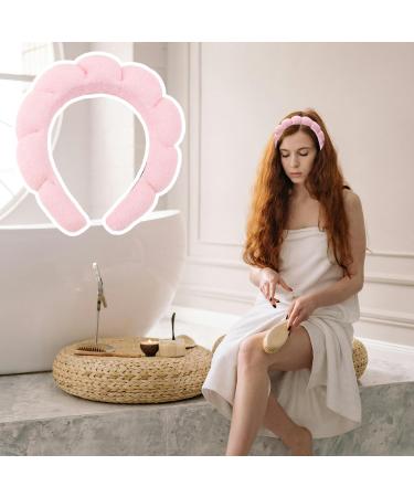 GroveEss Sponge Spa Headband Cute Makeup Skincare Soft Fabric Hair Band Terry Towel Cloth Headband for Face Washing Makeup Removal Shower Facial Mask Yoga Sports(Pink) - Buy Online on GoSupps.com