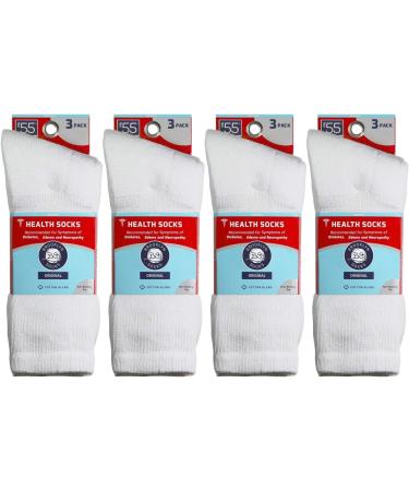 Men's Cotton Diabetic Neuropathy Crew Socks - 12 Pairs (Size 8-11 US) | White - Buy Online on GoSupps.com
