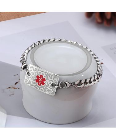 Custom Medical Alert Bracelets for Men - Free Engraving Personalize Your Emergency ID Jewelry | 7.5" Red Medical ID Awareness Bracelets - Buy Online on GoSupps.com